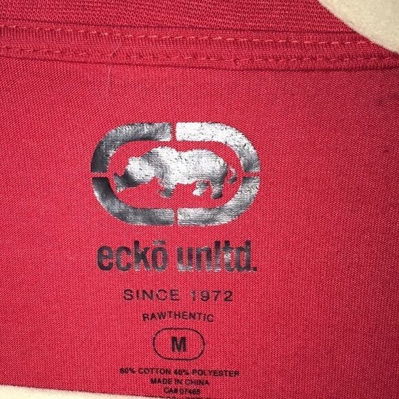 Ecko Red Men's Logo V-Neck Cotton Blend Short Sleeve T-Shirt Size Medium - Picture 4 of 6